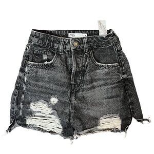 ZARA black washed distressed shorts 2